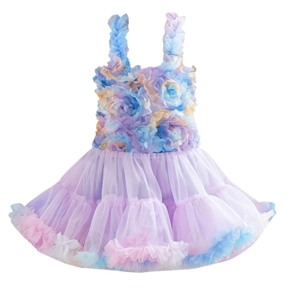 Mercatoo Toddler Baby Girl Flower Dress Tulle Princess Rainbow Dress First 𝗖ommunion Birthday P𝐚rty Pageant Dresses