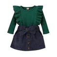 thumbnail image 1 of Mercatoo Toddler Baby Girl Outfits Fall Winter Clothes Long Sleeve Ribbing Ruffles T-Shirt Tops + Mini Skirts Set Casual Clothes, 1 of 1