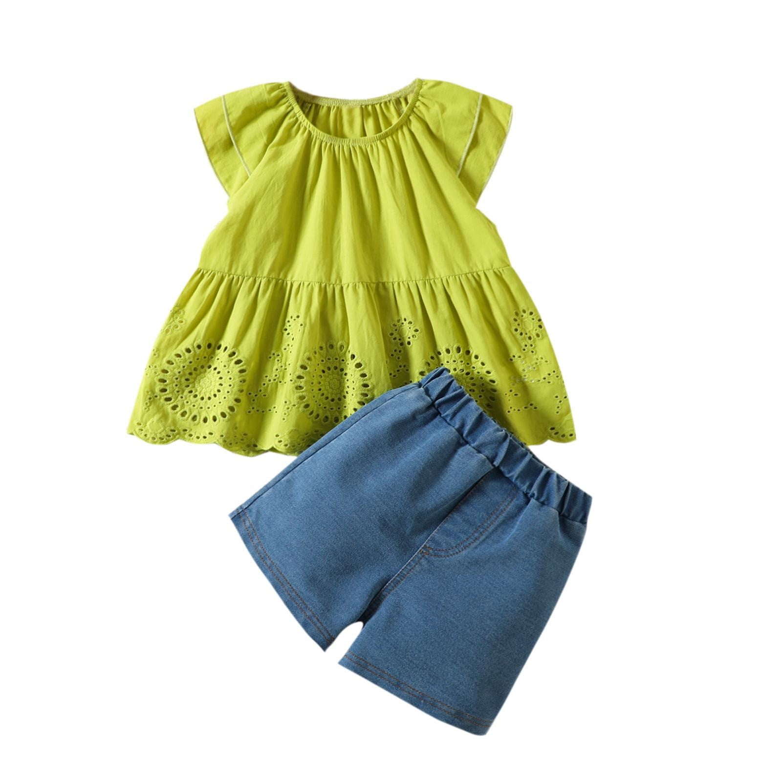 Mercatoo Toddler Baby Girl Short Outfits Ruffled Short Sleeves Tops ...