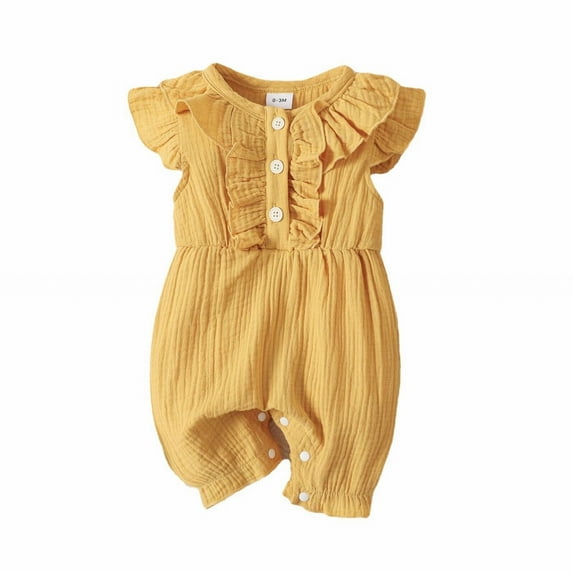 Mercatoo Toddler Baby Girl Summer Romper, Ruffle Fly Sleeve Rib Button Jumpsuit Overalls Long Pant Girl Cute Clothes