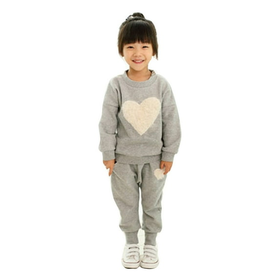 Mercatoo Kids Girls Outfits 2 Piece Toddler Long Sleeve Heart Print Sweatshirt and Leggings Pants Fall Winter Clothing Set