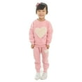 thumbnail image 1 of Mercatoo Toddler Baby Girl Tracksuit Outfits Clothes for 3 to 7 Years Kid Long Sleeve Heart Print Sweatshirt Harem Pants Set, 1 of 8