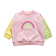 thumbnail image 1 of Mercatoo Toddler Baby Girls Autumn Winter Sweatshirts Cotton Warm Crewneck Color Splicing Long Sleeve Pullover Tops Clothes, 1 of 7