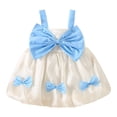 thumbnail image 1 of Mercatoo Toddler Baby Girls Bowknot Decor Dress Summer Cold Shoulder Ruched Ruffle Dress Sleeveless Sweet 𝐏𝐚𝐫𝐭𝐲 Clothes, 1 of 8