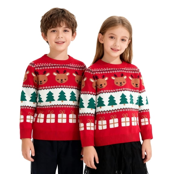 Mercatoo Toddler Baby Girls Boys Christmas Sweater Long Sleeve Crew Neck Pullover Sweatshirts Kids Knit Warm Winter Sweatshirts