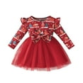 thumbnail image 1 of Mercatoo Toddler Baby Girls Christmas Dress Bows Cute Graphic Tulle Layered Long Sleeve Skirt Infant Crewneck Holiday Dresses, 1 of 8