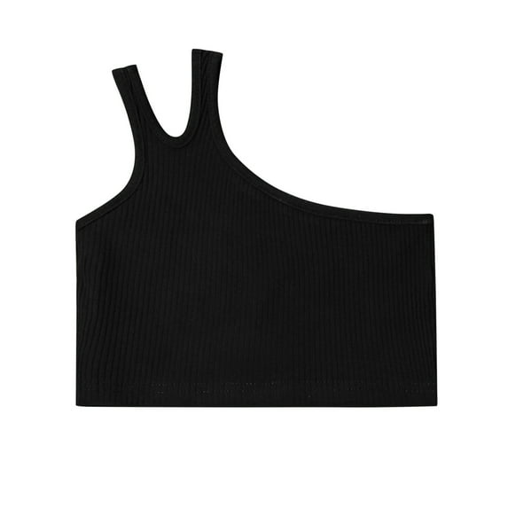 Mercatoo Toddler Baby Girls Dance Tank Top One Shoulder Racerback Crop Shirts Vest Summer Casual Solid Sleeveless Sports Clothes