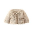 thumbnail image 1 of Mercatoo Toddler Baby Girls Faux Fu𝗿 Coats Furry Jacket Winter Thick Warm Jacket Trench Button Closure Cozy Outwear, 1 of 4