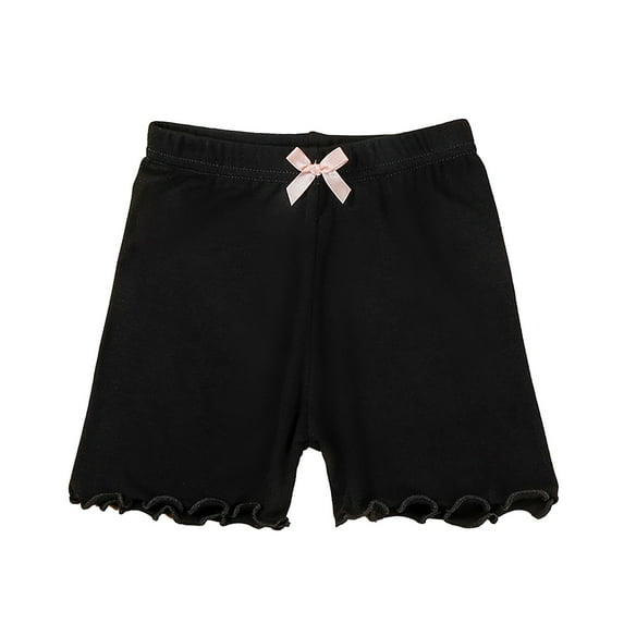 Mercatoo Toddler Baby Girls High Waist Yoga Shorts Butterfly Wooden Ear Edge Shorts Kids Summer Slip Proof Leggings