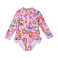 thumbnail image 1 of Mercatoo Toddler Baby Girls One-𝐏iece Swimsuit/Floral Print Zipper Long Sleeve Ruffled Swimwear/Rashguard Swimsuit, 1 of 5