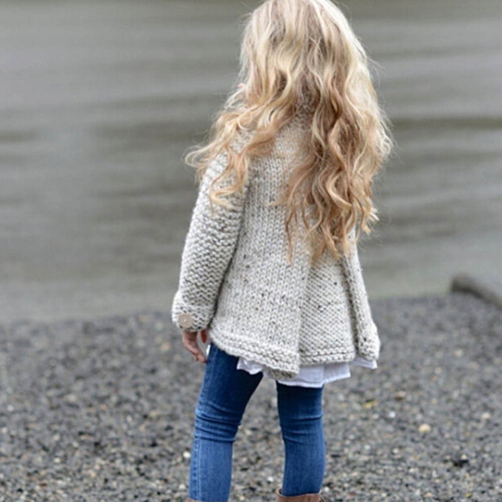 Mercatoo Toddler Baby Girls Outfit Clothes Button Knitted Sweater Cardigan Coat Tops Kids Girls Autumn Winter Clothes Set