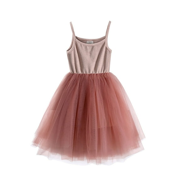 Mercatoo Toddler Baby Girls Sleeveless Tutu Dress Solid Color Thin Mesh Camisole Dress Summer Princess P𝐚rty Outfits