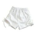 thumbnail image 1 of Mercatoo Toddler Baby Girls Summer Solid Color Shorts Bow Elastic Short Pant Kids Outdoor Casual Fashionable Shorts, 1 of 3