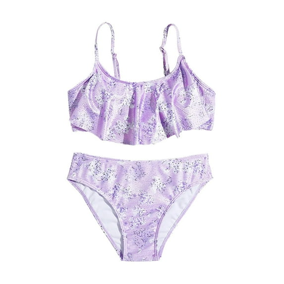 Mercatoo Toddler Baby Girls Swimsuit Ruffle Bikini 2Pcs Set Bathing Suit Kids Girl Summer Beach Outfits Swimwear