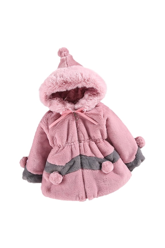 Toddler Baby Girls Winter Warm Jacket Thicken Hooded Plush Coats Clothes Baby Girl Outerwear Girls Winter Coat