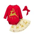 thumbnail image 1 of Mercatoo Toddler Baby Girls Xmas Outfits Deer Print Bodysuit Shirt + Tutu Skirt + Bow Headband Christmas Clothes Set, 1 of 9