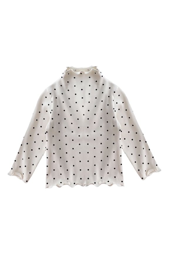 Toddler Baby Long Sleeve Shirt Fall Girls Ruffled Turtleneck Solid Pin1 1olka Dot Soft Shirts Cute Soft Slim Clothes