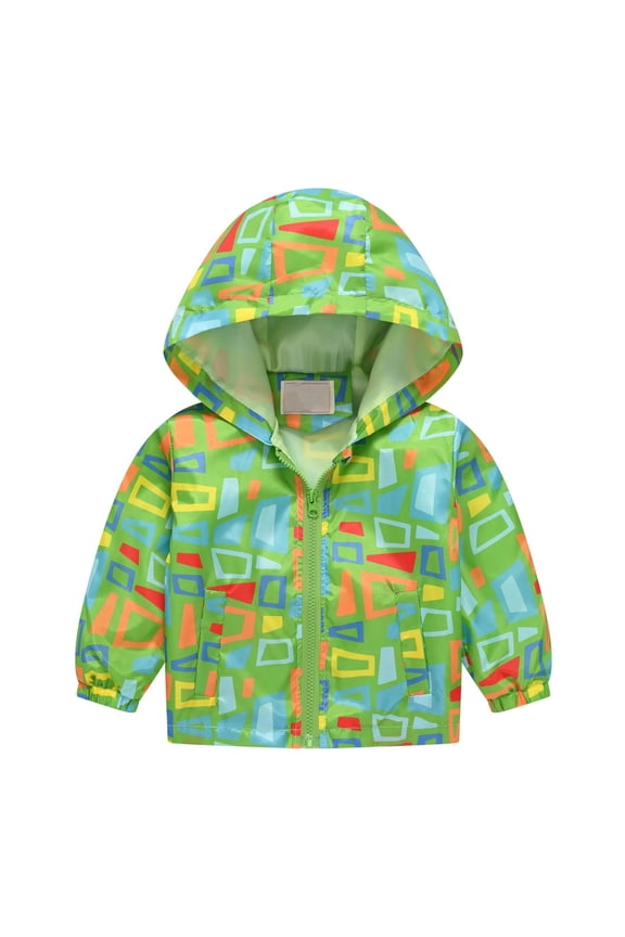 Toddler Baby Spring Jacket Girls Boys Cute 𝐂artoon Windbreaker Coats Rain Jacket Hooded Zip Light Outerwear