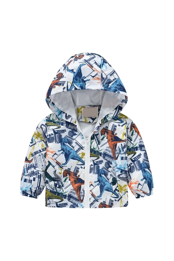 Toddler Baby Spring Jacket Girls Boys Cute 𝐂artoon Windbreaker Coats Rain Jacket Hooded Zip Light Outerwear