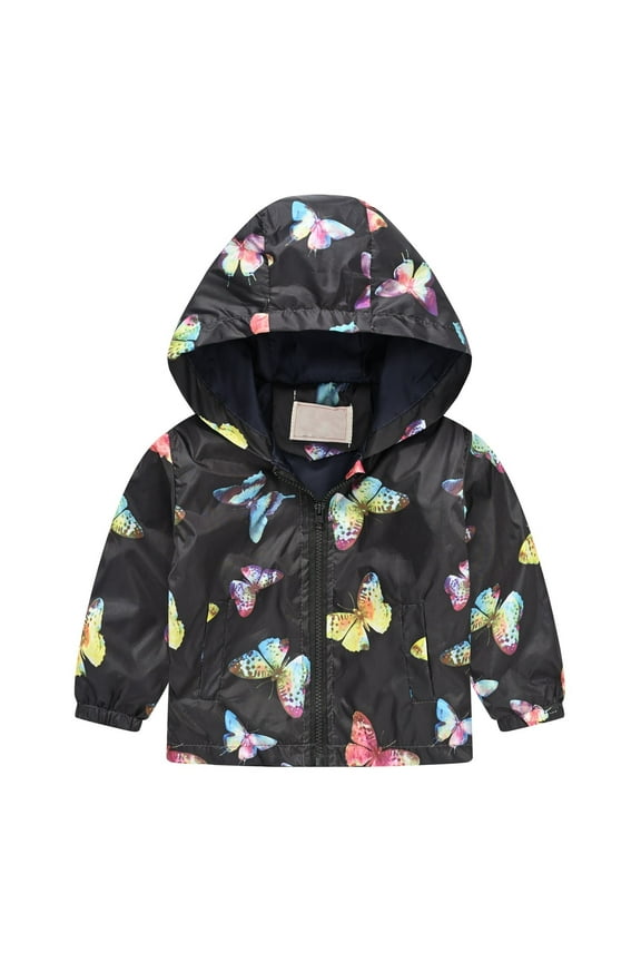 Toddler Baby Spring Jacket Girls Boys Cute 𝐂artoon Windbreaker Coats Rain Jacket Hooded Zip Light Outerwear