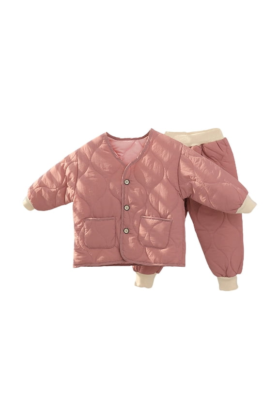 Toddler Baby 𝐏ajamas Winter Coat Quilted Bubble Jacket Pants Boys Girls Thicken 𝐒leepwear Padded 𝐋ounge𝐰ear Clothes