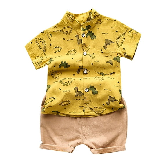 Mercatoo Toddler Boy Fall Outfits Baby Boy Clothes Outfits 𝐂artoon Print Tops Casual 2PC Set Boy Baby Clothes