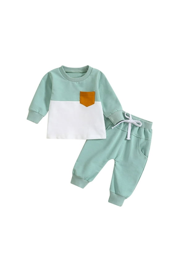 Toddler Boy's Long Sleeved Patchwork 2 Color Pant Suit for 0 to 3 Years Kids Summer Clothes Boys