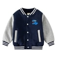 thumbnail image 1 of Mercatoo Toddler Boys Baseball Jacket Casual Infant Button 𝖢𝖺𝗋toon Dinosaur Pattern Coat Fashion Fall Winter Clothes, 1 of 9
