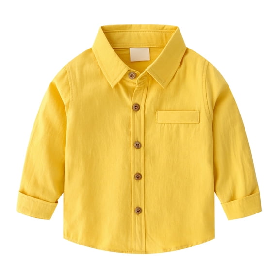 Mercatoo Toddler Boys Button Up Pocket Cotton Shirt Tops Kids Comfort Trendy Long Sleeve Blouse Dress Shirts Fall Winter Tees
