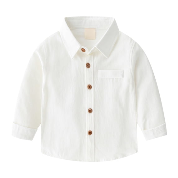 Mercatoo Toddler Boys Button Up Pocket Cotton Shirt Tops Kids Comfort Trendy Long Sleeve Blouse Dress Shirts Fall Winter Tees