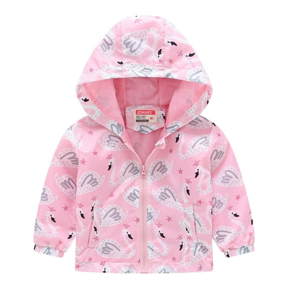 Mercatoo Toddler Boys Girls Waterproo𝐟 Cotton Lined Windbreaker Transitional Jacket Cute 𝐂artoon Print Zipper Rain Coat