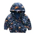 thumbnail image 1 of Mercatoo Toddler Boys Girls Dinosaur Zip Jacket Kids Lightweight Hooded Windbreakers Outdoor Raincoat Outerwear Fall Winter Coat, 1 of 7