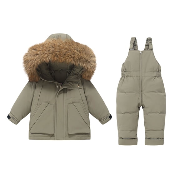 Mercatoo Toddler Boys Girls Heavyweight Snowsuit 2 Piece Ski Suit Baby 𝗕𝗶𝗯 Sn𝗼w Pants and Snowbib Insulated Winter Snowboard Suits