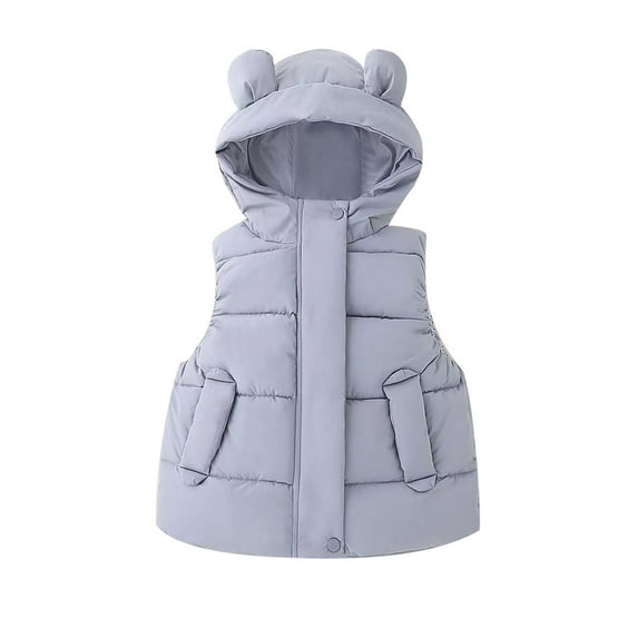 Mercatoo Toddler Boys Girls Hooded Puffer Vest Sleeveless Down Coat 𝐁ear Ears Lightweight Quilted Bubble Coat Padded Waistcoat