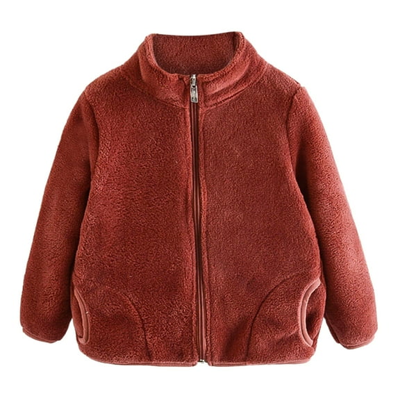 Mercatoo Toddler Boys Girls Jacket Fleece Winter Warm Solid Color Coat Zip-up Sweater Kids Boys Girls Fall Jacket Clothes Set
