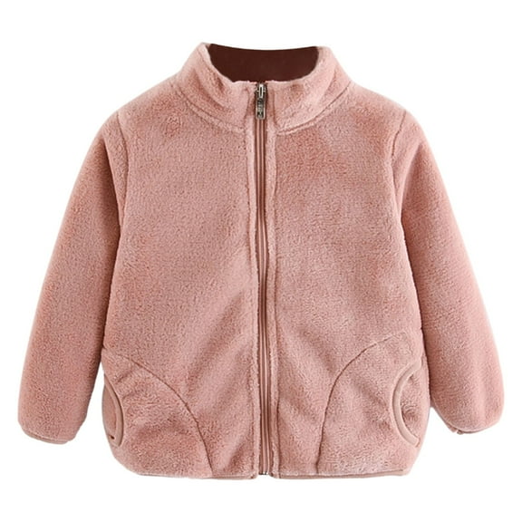 Mercatoo Toddler Boys Girls Jacket Fleece Winter Warm Solid Color Coat Zip-up Sweater Kids Boys Girls Fall Jacket Clothes Set
