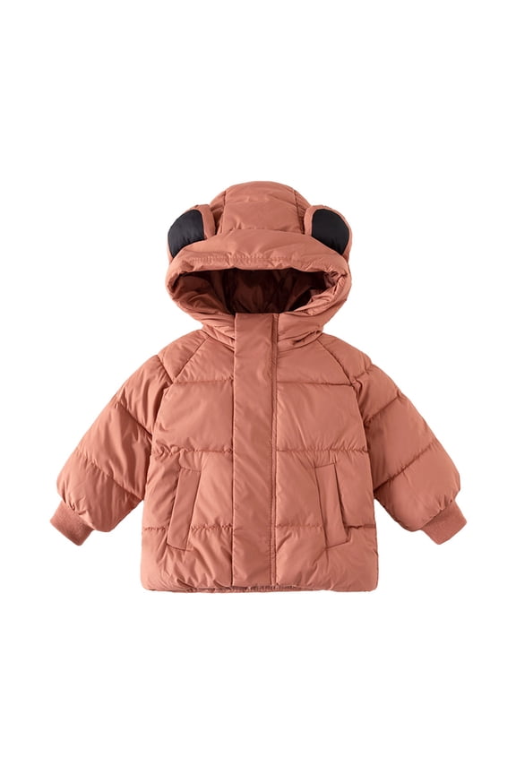 Toddler Boys Girls Lightweight Hooded Puffer Jacket Winter Coat Baby Packable Down Coat Bear Ear Thicken Padded Jacket