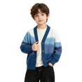 thumbnail image 1 of Mercatoo Toddler Boys Girls Soft Knit Cardigan V-Neck Color-Block Striped Sweater Button Down Top Kids Casual Everyday Outerwear, 1 of 1