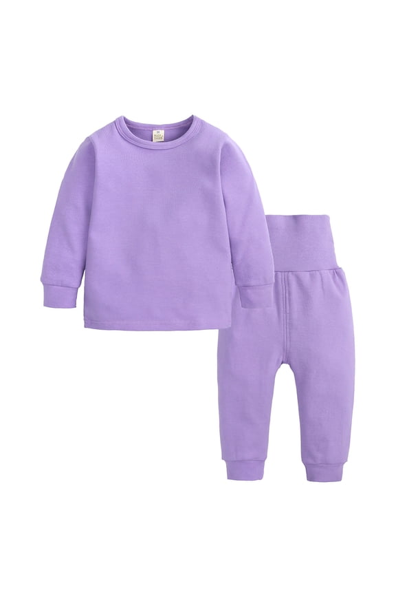 Toddler Boys Girls Thermal Underwear Long Sleeve Fleđce T-shirt High Waist Leggings 2Pc Kids Winter Base Layer Set