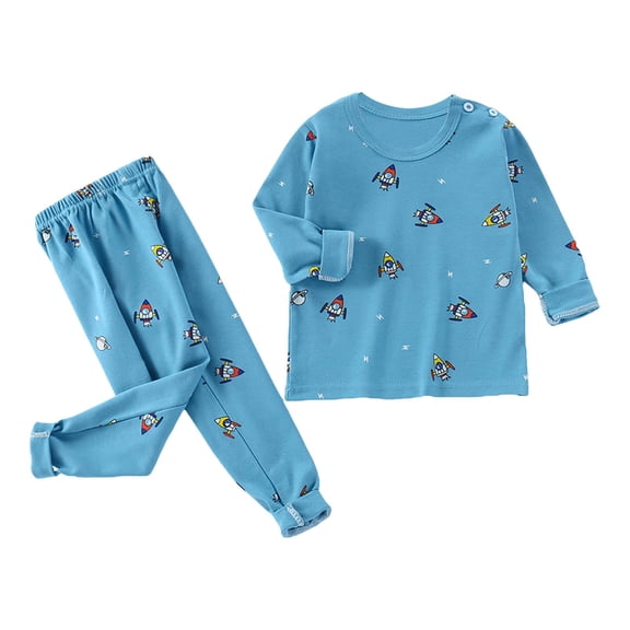 Mercatoo Toddler Boys Girls 𝐏ajama Set Long Sleeve Top and Pants 𝐒nug Fit 𝐏js 2-Piece Baby 𝐂artoon 𝐋ounge𝐰ear 𝐍ight𝐰ear