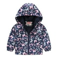 thumbnail image 1 of Mercatoo Toddler Boys Girls 𝐅loral Print Zip Jacket Hooded Trench Lightweight Kids Rain Coats Windbreaker Casual Outerwear, 1 of 4