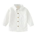 thumbnail image 1 of Mercatoo Toddler Boys Long Sleeve Button Down Shirts Poly Classic 1niform School Dress Shirt Kids Toddler Boy Shirts 5t Plain, 1 of 3