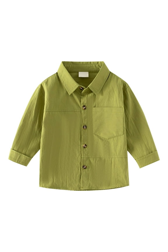 Toddler Boys Long Sleeve Button Down Shirts Poly Classic 1niform School Dress Shirt Kids Toddler Boy Shirts 5t Plain