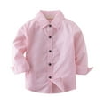 thumbnail image 1 of Mercatoo Toddler Boys Long Sleeve Dress Shirt Classic Collared Button Blouse Solid Color Lapel Tops Lightweight Fall Clothes, 1 of 3