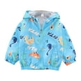 thumbnail image 1 of Mercatoo Toddler Boys Raincoat Kids 𝐇ooded Jacket Zipper Cotton Linner Dinosaur Graphic Lightweight Windbreaker Casual Clothes, 1 of 4