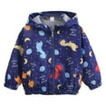 thumbnail image 1 of Mercatoo Toddler Boys Raincoat Kids 𝐇ooded Jacket Zipper Cotton Linner Dinosaur Graphic Lightweight Windbreaker Casual Clothes, 1 of 4