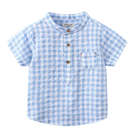 Mercatoo Toddler Boys Short Sleeve Gingham Shirts Summer Buttoš§ Down Plaid T-Shirt Baby Seersucker School Uniforš¦ for Girls