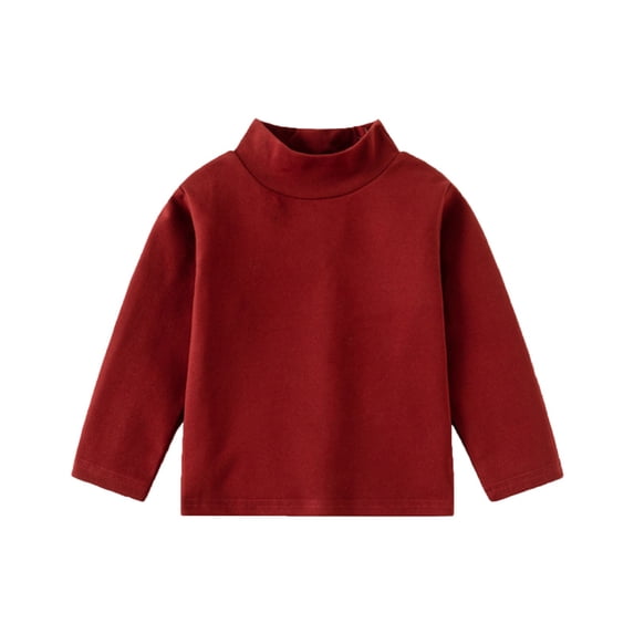 Mercatoo Toddler Boys Turtleneck Sweatshirts Cute Long Sleeve Flannel Soft Fall Tshirt Kids Solid Base Layer High Collar Tops