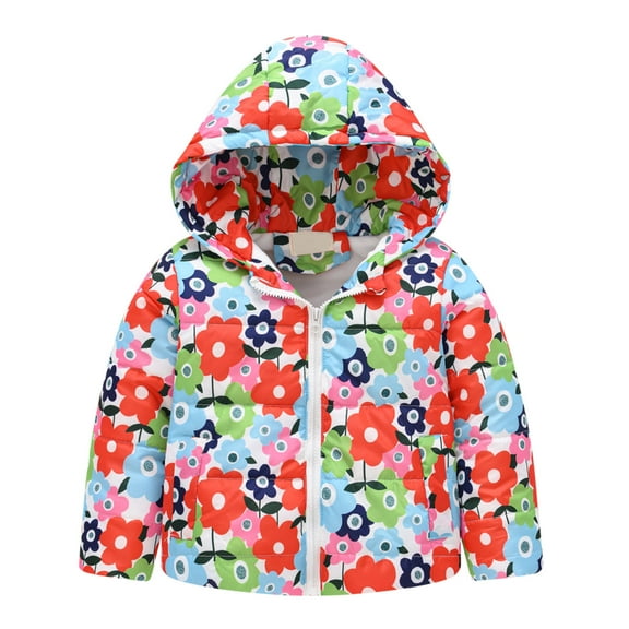 Mercatoo Toddler Boys Winter Hooded Print Thicken Warm Outwear Jacket Kids Girls Windproof Travel Coat Jacket 1 to 5 Years
