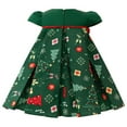 thumbnail image 1 of Mercatoo Toddler Christmas Satin Dress Baby Girls Short Sleeve A-Lined Bow Pleated Dress Christmas Part𝐲 Cute Dresses, 1 of 7